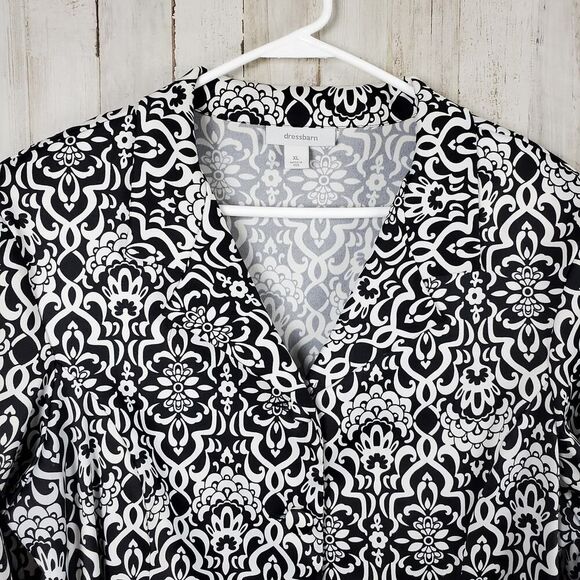 Dressbarn Button Down Blouse Black White Size XL - Picture 4 of 11